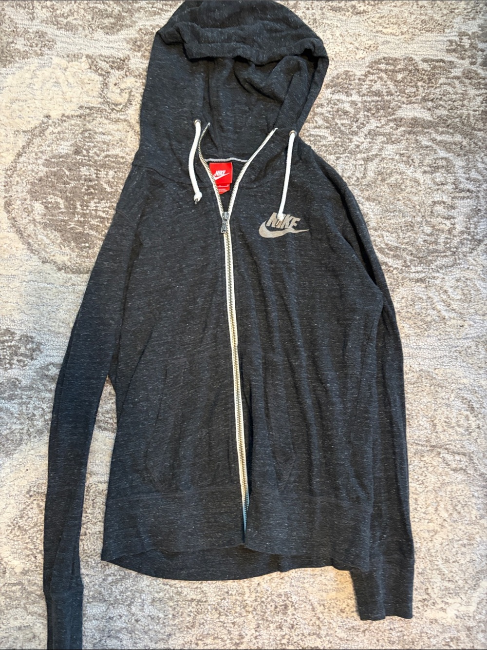 Nike Women's Charcoal Zip Hoodie with White Trim